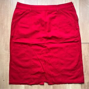 Christopher & Banks red side zip knee length stretchy pencil skirt